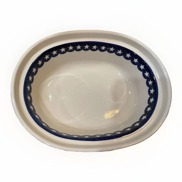 Boleslawiec Polish Pottery Stars Oval Casserole Dish w Lid Dutch Oven NEW - Picture 3 of 9